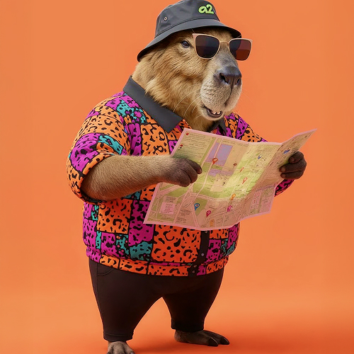 Kapibara oglądająca mapę