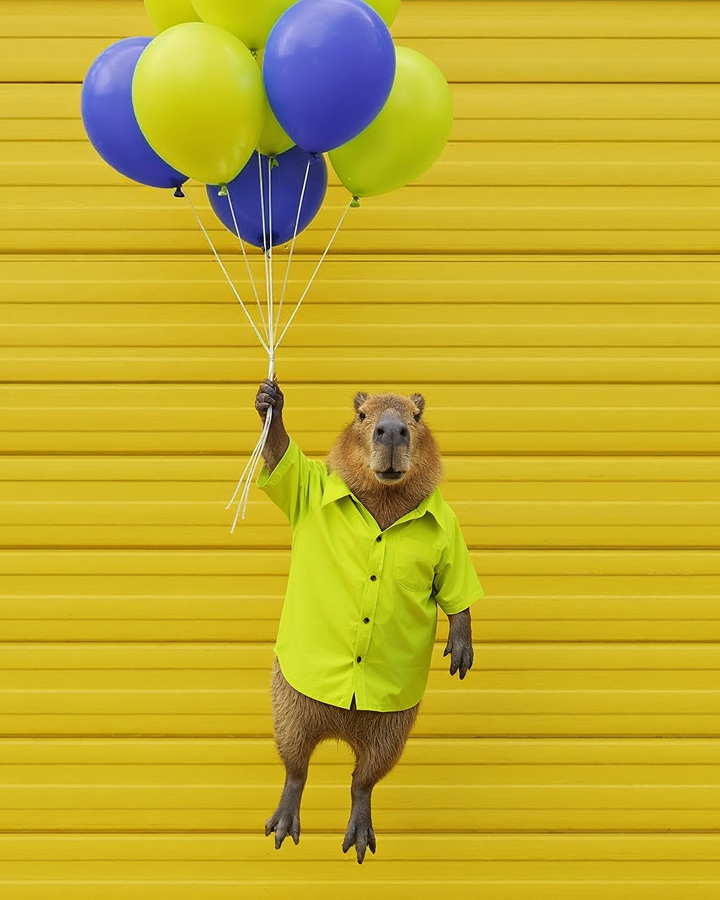 Kapibara z balonami